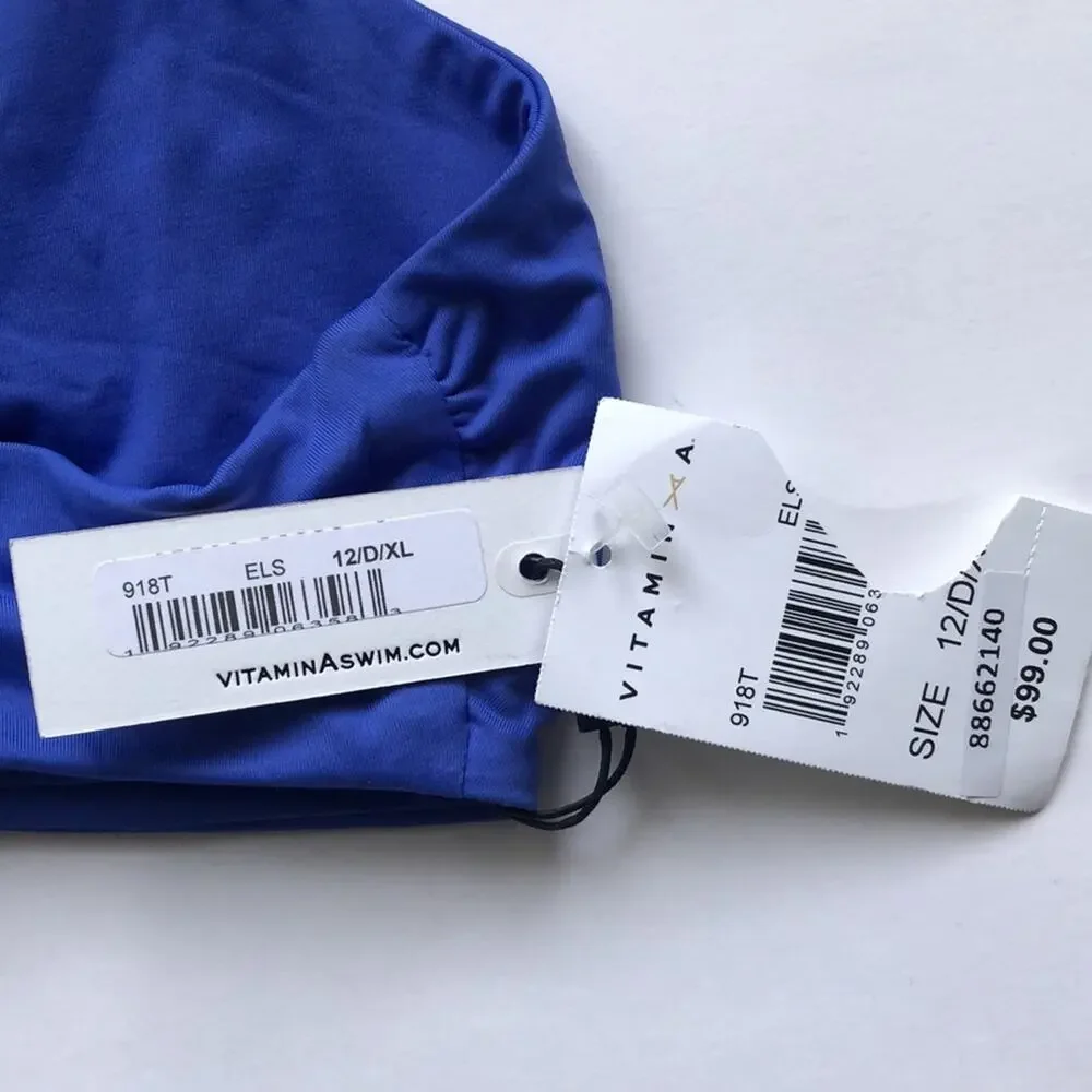 NWT Vitamin A Lou Front Tie Blue Swim Top